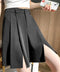 レディーススーツ風ショートパンツスリット 体型カバー ハーフパンツ着やせ プリーツショーパン 春夏きれいめ 通勤タックパンツ涼しい薄手キュロットパンツ バックゴム 87CHXN-004