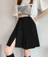 レディーススーツ風ショートパンツスリット 体型カバー ハーフパンツ着やせ プリーツショーパン 春夏きれいめ 通勤タックパンツ涼しい薄手キュロットパンツ バックゴム 87CHXN-004