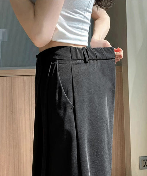 レディーススーツ風ショートパンツスリット 体型カバー ハーフパンツ着やせ プリーツショーパン 春夏きれいめ 通勤タックパンツ涼しい薄手キュロットパンツ バックゴム 87CHXN-004