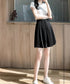 レディーススーツ風ショートパンツスリット 体型カバー ハーフパンツ着やせ プリーツショーパン 春夏きれいめ 通勤タックパンツ涼しい薄手キュロットパンツ バックゴム 87CHXN-004