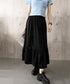 リボンティアードスカート ロングスカート レディース韓国風フレアスカート ハイウエスト 春夏大人可愛いミモレスカート きれいめカジュアル 体型カバースカート着やせ 87CHXN-006