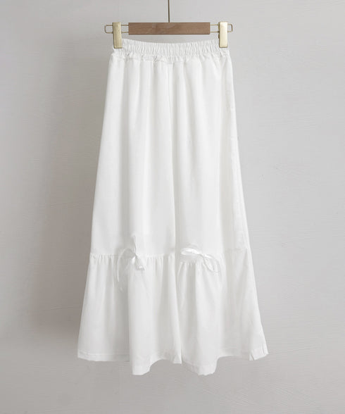 リボンティアードスカート ロングスカート レディース韓国風フレアスカート ハイウエスト 春夏大人可愛いミモレスカート きれいめカジュアル 体型カバースカート着やせ 87CHXN-006