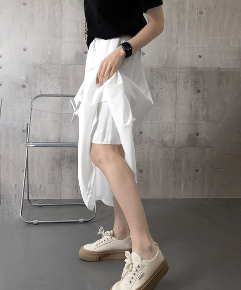 リボンティアードスカート ロングスカート レディース韓国風フレアスカート ハイウエスト 春夏大人可愛いミモレスカート きれいめカジュアル 体型カバースカート着やせ 87CHXN-006