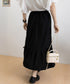 リボンティアードスカート ロングスカート レディース韓国風フレアスカート ハイウエスト 春夏大人可愛いミモレスカート きれいめカジュアル 体型カバースカート着やせ 87CHXN-006
