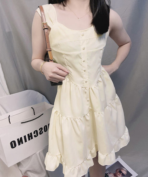 ティアード ミニワンピース ノースリーブ 韓国風 大人可愛いティアードワンピース ウエストマーク Aライン フレアワンピースきれいめ ショートワンピ 旅行 着やせ 87CHXN-007
