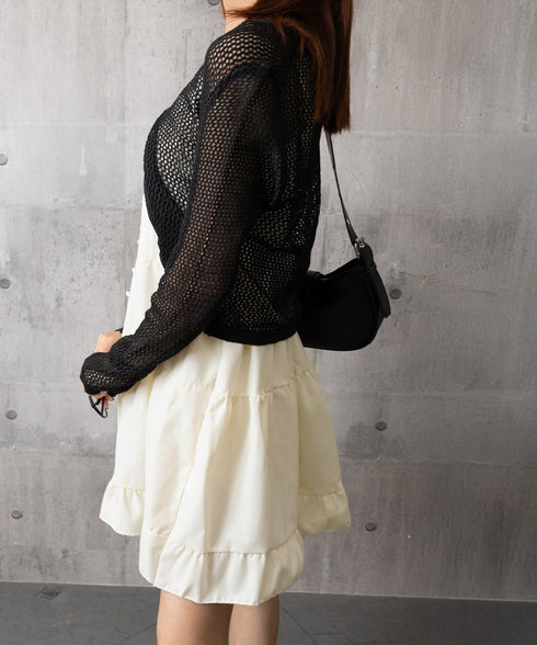 ティアード ミニワンピース ノースリーブ 韓国風 大人可愛いティアードワンピース ウエストマーク Aライン フレアワンピースきれいめ ショートワンピ 旅行 着やせ 87CHXN-007