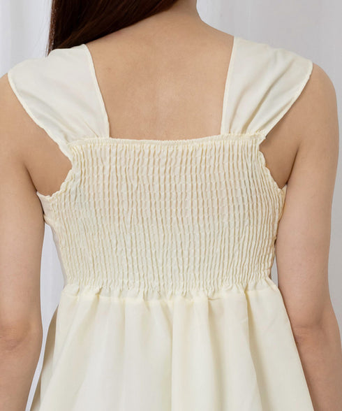 ティアード ミニワンピース ノースリーブ 韓国風 大人可愛いティアードワンピース ウエストマーク Aライン フレアワンピースきれいめ ショートワンピ 旅行 着やせ 87CHXN-007