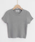 リブニットトップスサマーニット半袖春夏服 クルーネックニット レディース きれいめトップス ラウンドネックニットTシャツ 無地シンプル カジュアルニットカットソー 87CHXN-015