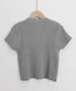 リブニットトップスサマーニット半袖春夏服 クルーネックニット レディース きれいめトップス ラウンドネックニットTシャツ 無地シンプル カジュアルニットカットソー 87CHXN-015