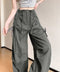 サイドドロスト カーゴパンツ レディース 涼しい速乾ワイドパンツ ゆったり ハイウエストドライパンツ ストリートカジュアルパンツ おしゃれ リボンスポーティパンツ 87DKFSH-005