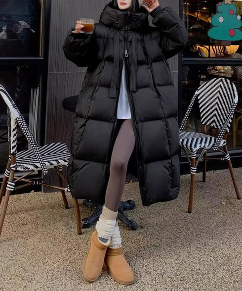 フード付きフェイクダウンコートレディース 暖かいキルティングコート おしゃれ中綿コート スタンドカラーロングコート カジュアル冬服 防風防寒アウター ベンチコート 87FASHA-001