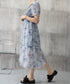 ティアードロングワンピースレディース夏服 大人可愛いシャーリングワンピース 着やせ 花柄シフォンワンピース 体型カバー スクエアネック 半袖リゾートワンピース旅行 87GUJI-001