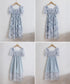 ティアードロングワンピースレディース夏服 大人可愛いシャーリングワンピース 着やせ 花柄シフォンワンピース 体型カバー スクエアネック 半袖リゾートワンピース旅行 87GUJI-001