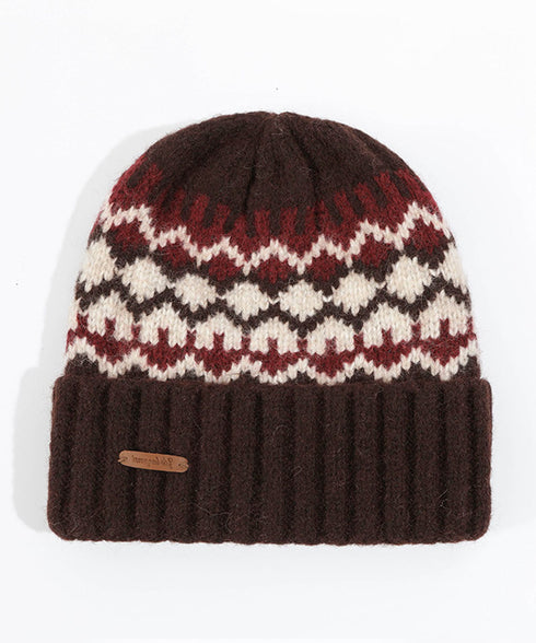 フェアアイル柄ニット帽防寒ニットキャップ おしゃれ 折り返しニット帽 あったかワッチキャップ 幾何学模様スキー帽 厚手北欧柄スノボ帽子 ユニセックスアウトドア帽子 87HEIMAI-001