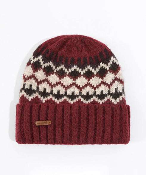 フェアアイル柄ニット帽防寒ニットキャップ おしゃれ 折り返しニット帽 あったかワッチキャップ 幾何学模様スキー帽 厚手北欧柄スノボ帽子 ユニセックスアウトドア帽子 87HEIMAI-001