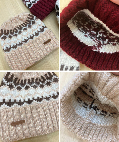 フェアアイル柄ニット帽防寒ニットキャップ おしゃれ 折り返しニット帽 あったかワッチキャップ 幾何学模様スキー帽 厚手北欧柄スノボ帽子 ユニセックスアウトドア帽子 87HEIMAI-001