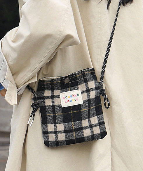 ウールタッチショルダーバッグ ポシェット 柄物スマホポーチレディース 軽量スクエアバッグ小さめ 大人可愛い斜め掛けバッグおしゃれ 縦長ポーチ小物入れミニカバン秋冬 87HONGTAO-001