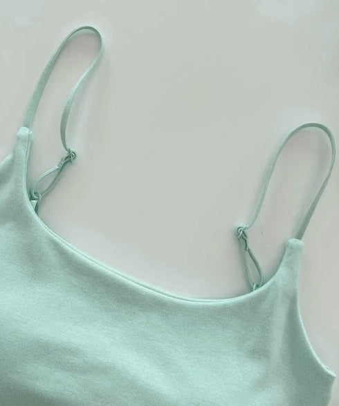 カップ付きキャミソールサイドシャーリング レディース ノンワイヤーブラトップ スリムフィット インナートップス ストレッチ 無地レイヤードコーデ夏服 柔らかい下着 87HONGYF-001