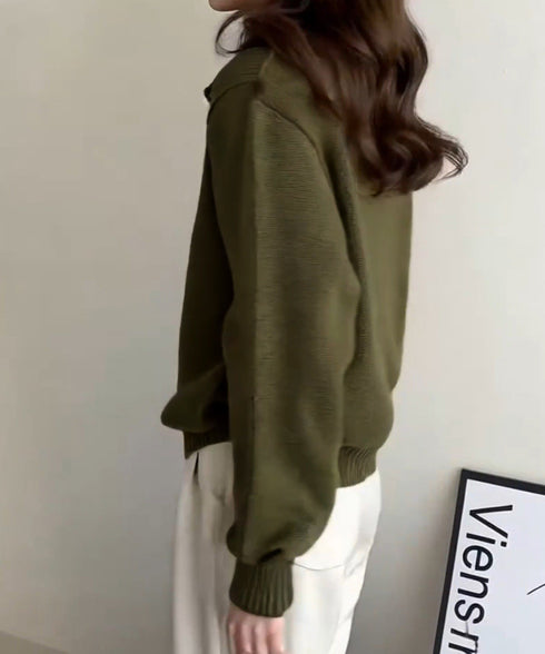 ダブルジップニットカーディガンレディース 秋冬ニットトップス ジップアップ 長袖カーディガン ハイゲージ ハイネックニット前開き 2wayニットセーターカジュアル 87HUANYI-001