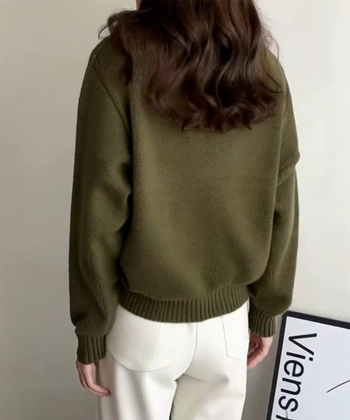 ダブルジップニットカーディガンレディース 秋冬ニットトップス ジップアップ 長袖カーディガン ハイゲージ ハイネックニット前開き 2wayニットセーターカジュアル 87HUANYI-001