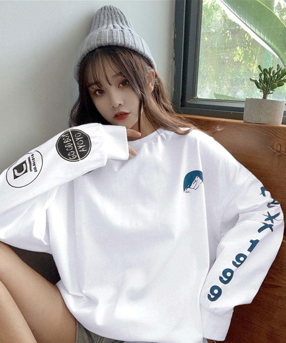 ロゴトレーナー 韓国風 ビッグシルエット 詳細画像1