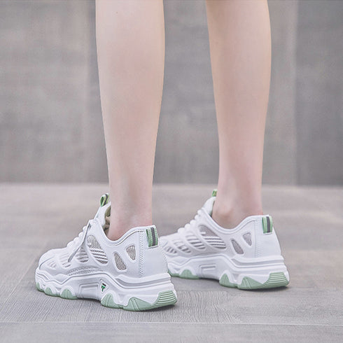 メッシュスニーカー レディース 韓国夏靴 トラックソール 厚底スニーカー ボリュームソール 蒸れない 美脚スニーカー 疲れにくい プラットシューズ ウォーキング靴 87KESHENG-001