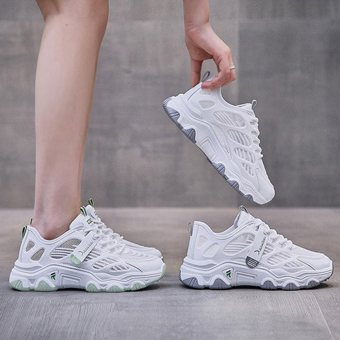 メッシュスニーカー レディース 韓国夏靴 トラックソール 厚底スニーカー ボリュームソール 蒸れない 美脚スニーカー 疲れにくい プラットシューズ ウォーキング靴 87KESHENG-001