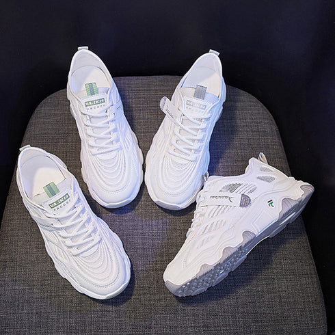 メッシュスニーカー レディース 韓国夏靴 トラックソール 厚底スニーカー ボリュームソール 蒸れない 美脚スニーカー 疲れにくい プラットシューズ ウォーキング靴 87KESHENG-001