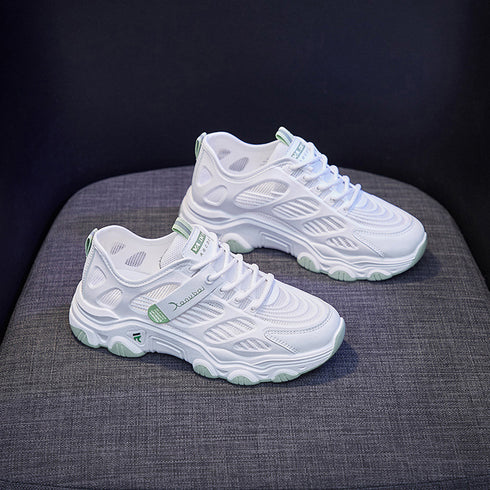 メッシュスニーカー レディース 韓国夏靴 トラックソール 厚底スニーカー ボリュームソール 蒸れない 美脚スニーカー 疲れにくい プラットシューズ ウォーキング靴 87KESHENG-001