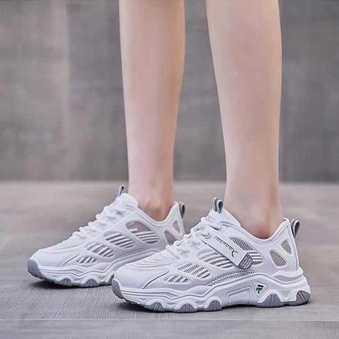 メッシュスニーカー レディース 韓国夏靴 トラックソール 厚底スニーカー ボリュームソール 蒸れない 美脚スニーカー 疲れにくい プラットシューズ ウォーキング靴 87KESHENG-001