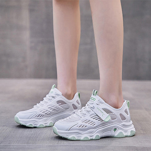 メッシュスニーカー レディース 韓国夏靴 トラックソール 厚底スニーカー ボリュームソール 蒸れない 美脚スニーカー 疲れにくい プラットシューズ ウォーキング靴 87KESHENG-001