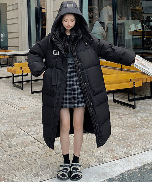 フェイクダウンコート中綿入りロングコート レディース フード付きキルティングコート おしゃれ冬服 韓国風 ダウンジャケット 軽い暖かい 通勤通学 防風防寒アウター 87KFDN-002