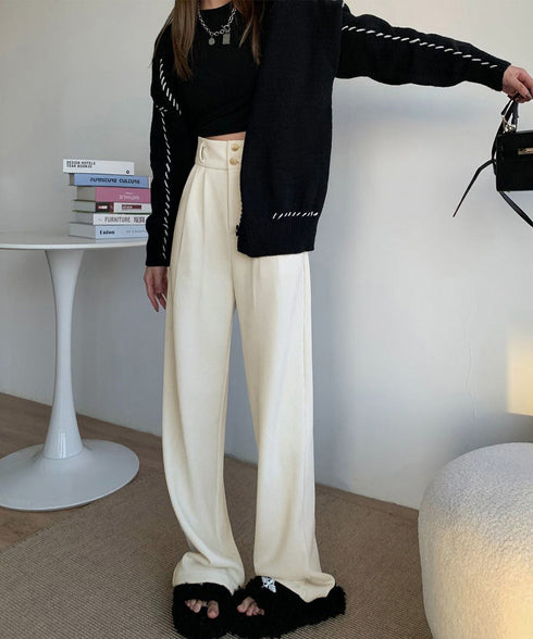 コーデュロイワイドパンツ 裏起毛ノーマル 2タイプ ツ-タック スラックスパンツ レディース ハイウエスト 着やせストレートパンツ 美脚脚長 秋冬ロングパンツ無地 87LAMI-001