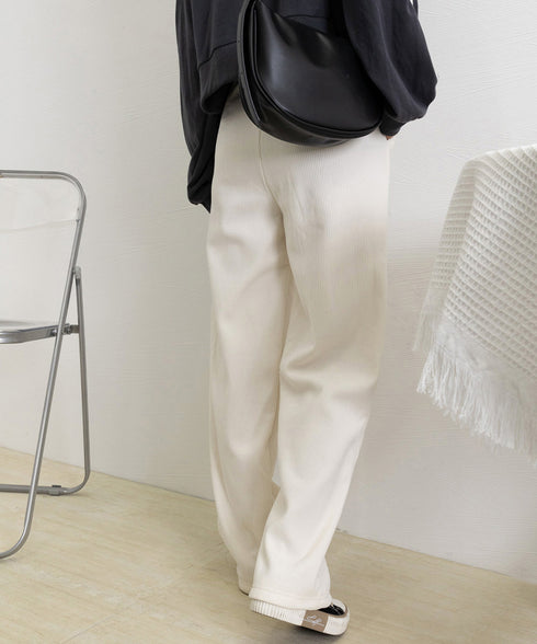 コーデュロイワイドパンツ 裏起毛ノーマル 2タイプ ツ-タック スラックスパンツ レディース ハイウエスト 着やせストレートパンツ 美脚脚長 秋冬ロングパンツ無地 87LAMI-001
