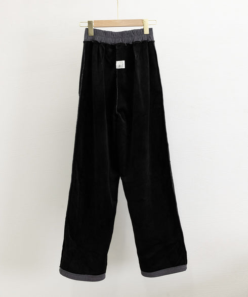 コーデュロイワイドパンツ 裏起毛ノーマル 2タイプ ツ-タック スラックスパンツ レディース ハイウエスト 着やせストレートパンツ 美脚脚長 秋冬ロングパンツ無地 87LAMI-001