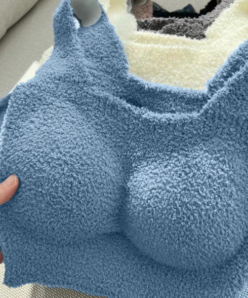 ニットタンクトップカップ付き ボアキャミ ボアビスチェ もこもこ 厚手ブラキャミ 部屋着 フリース 防寒保温インナー 暖かいヒートインナー パッド付きルームウェア 87MEILIX-001