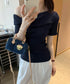 片方オフショルtシャツ レディース 半袖 ワンショルダートップスきれいめ 韓国風 ツイストTシャツ お洒落 シンプルカットソー無地 肩見せトップス フェミニン夏服 87MJQ-001