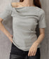 片方オフショルtシャツ レディース 半袖 ワンショルダートップスきれいめ 韓国風 ツイストTシャツ お洒落 シンプルカットソー無地 肩見せトップス フェミニン夏服 87MJQ-001
