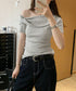 片方オフショルtシャツ レディース 半袖 ワンショルダートップスきれいめ 韓国風 ツイストTシャツ お洒落 シンプルカットソー無地 肩見せトップス フェミニン夏服 87MJQ-001