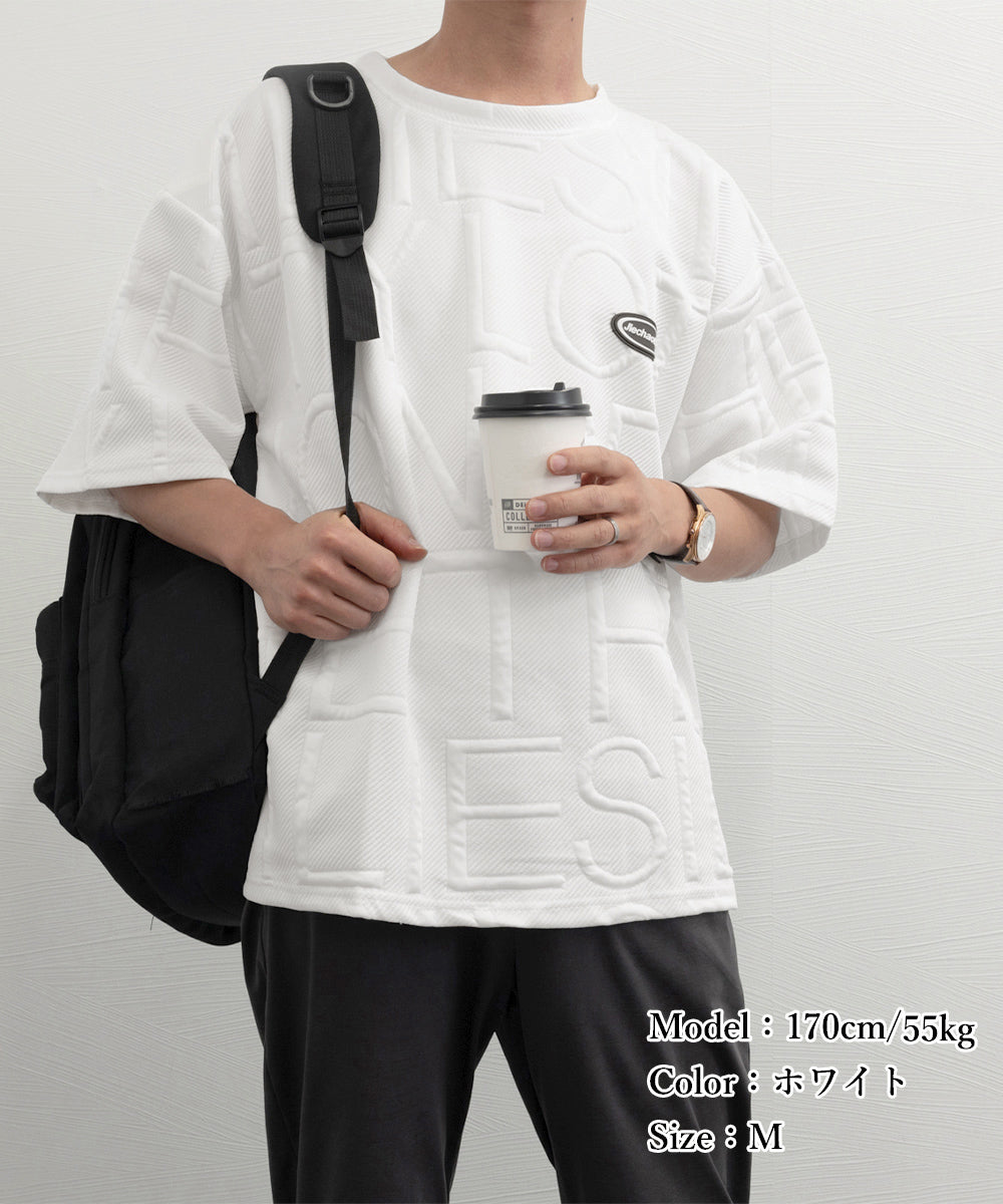 エンボス加工ロゴtシャツ メンズ 韓国風 詳細画像11