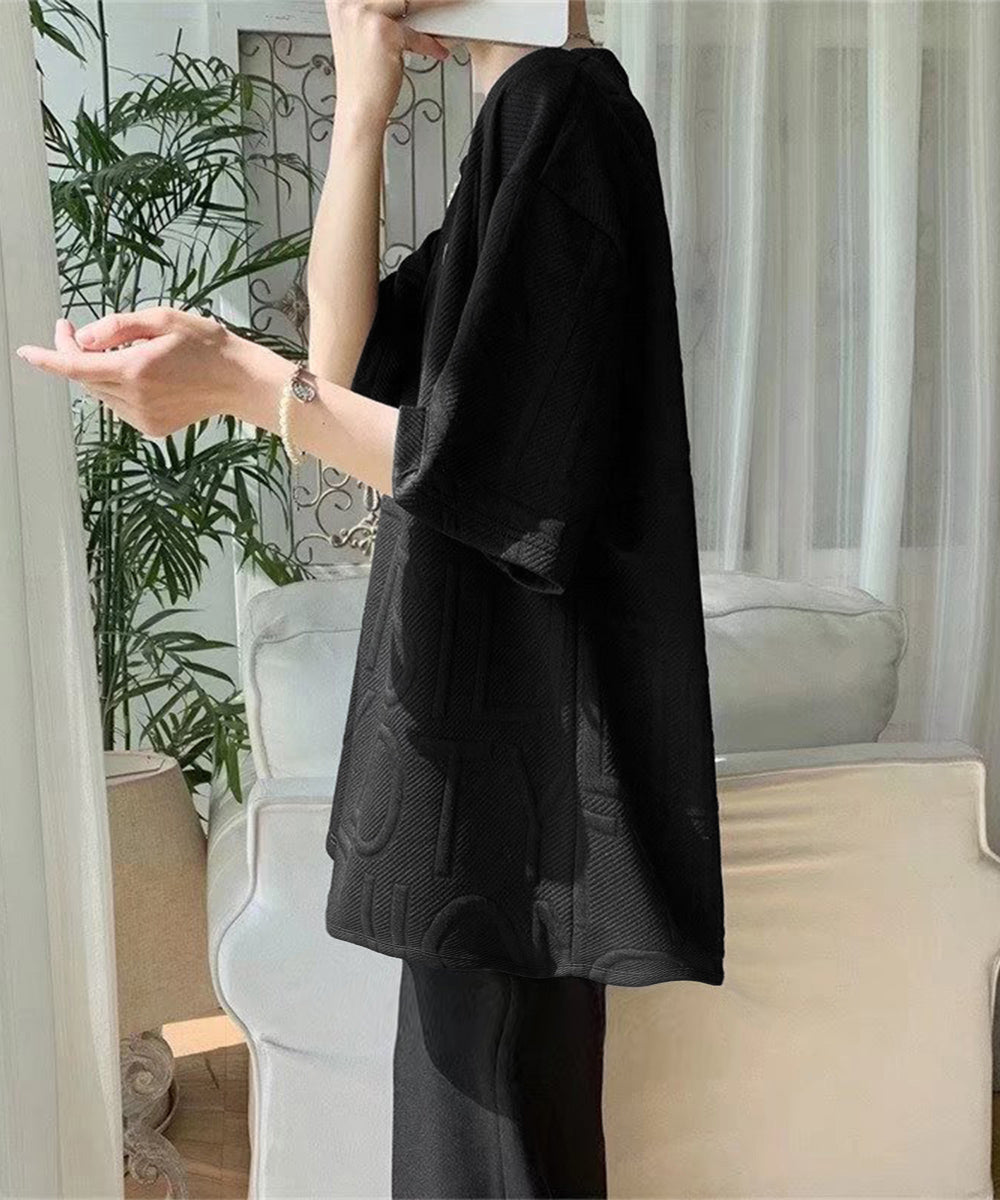 エンボス加工ロゴtシャツ メンズ 韓国風 詳細画像7