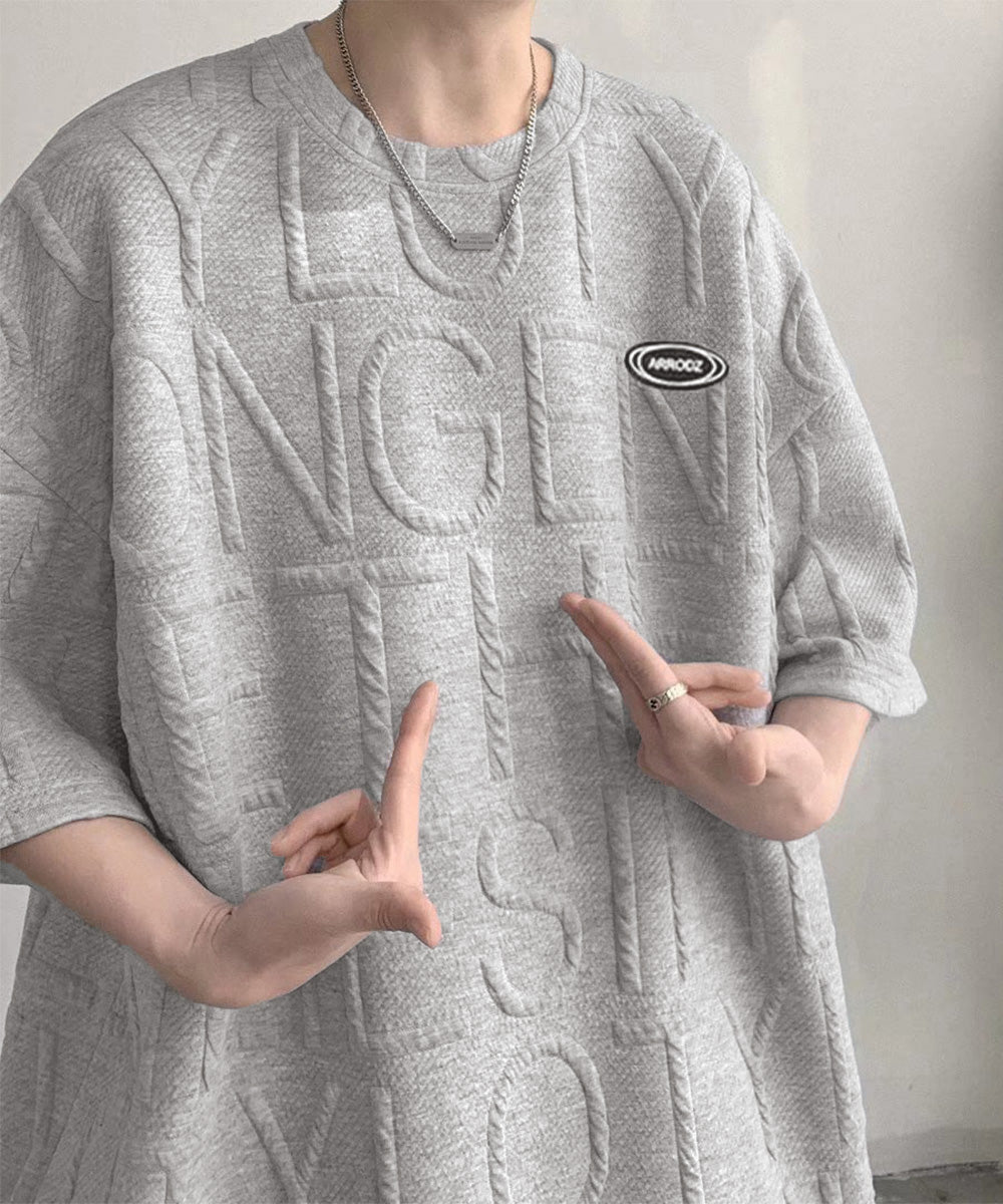 エンボス加工ロゴtシャツ メンズ 韓国風 詳細画像9