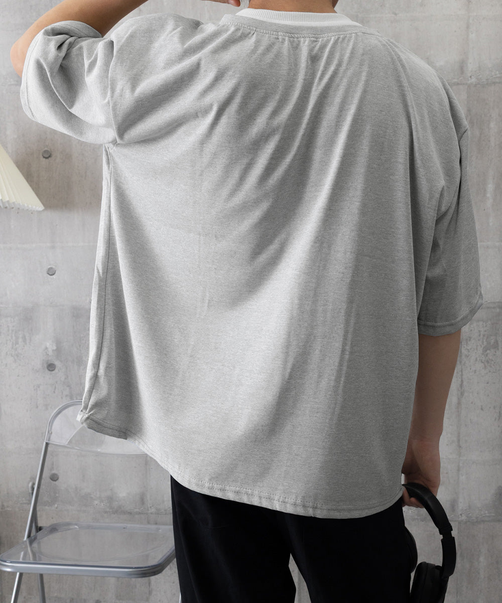 半袖Tシャツ メンズ 重ね着風カットソー