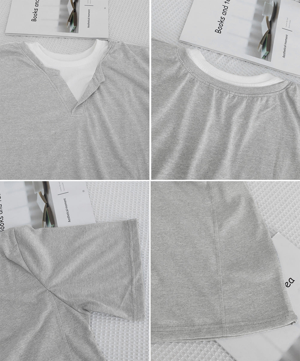 半袖Tシャツ メンズ 重ね着風カットソー