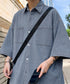 半袖デニムシャツメンズ オーバーサイズ服 かっこいいゆったりシャツおしゃれトップス ビッグシルエット羽織りルーズデニム ヴィンテージ風 メンズ服韓国風 カジュアル 87MP-010