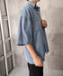 半袖デニムシャツメンズ オーバーサイズ服 かっこいいゆったりシャツおしゃれトップス ビッグシルエット羽織りルーズデニム ヴィンテージ風 メンズ服韓国風 カジュアル 87MP-010