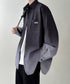 グラデーション長袖シャツメンズオーバー服 配色ステッチ オーバーサイズシャツ ビッグシルエット 男前シャツ 韓国風ライトアウター 春秋羽織りかっこいいストリート服 87MP-012