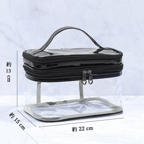 メイクポーチ バニティポーチ 化粧品収納 透明コスメポーチ ダブルファスナー 大容量 メイクアップ道具ボックス おしゃれ 小物収納 旅行 小型カバン 手持ちバッグ 87NUOLAN-001