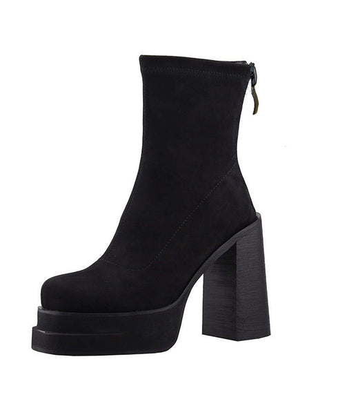 ブーツ レディース ショート ブーティー 韓国 厚底ショートブーツ レディース 疲れないハイヒールスエードブーツ きれいめ 歩きやすい靴 アンクルブーツ履きやすい 87NW-001