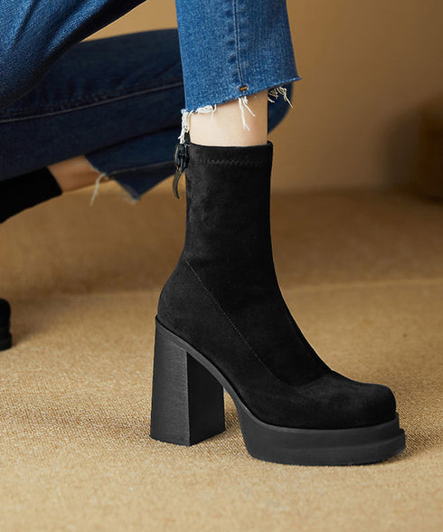 ブーツ レディース ショート ブーティー 韓国 厚底ショートブーツ レディース 疲れないハイヒールスエードブーツ きれいめ 歩きやすい靴 アンクルブーツ履きやすい 87NW-001